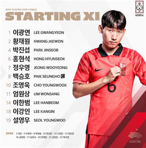 아시안게임 축구 결승 라인업